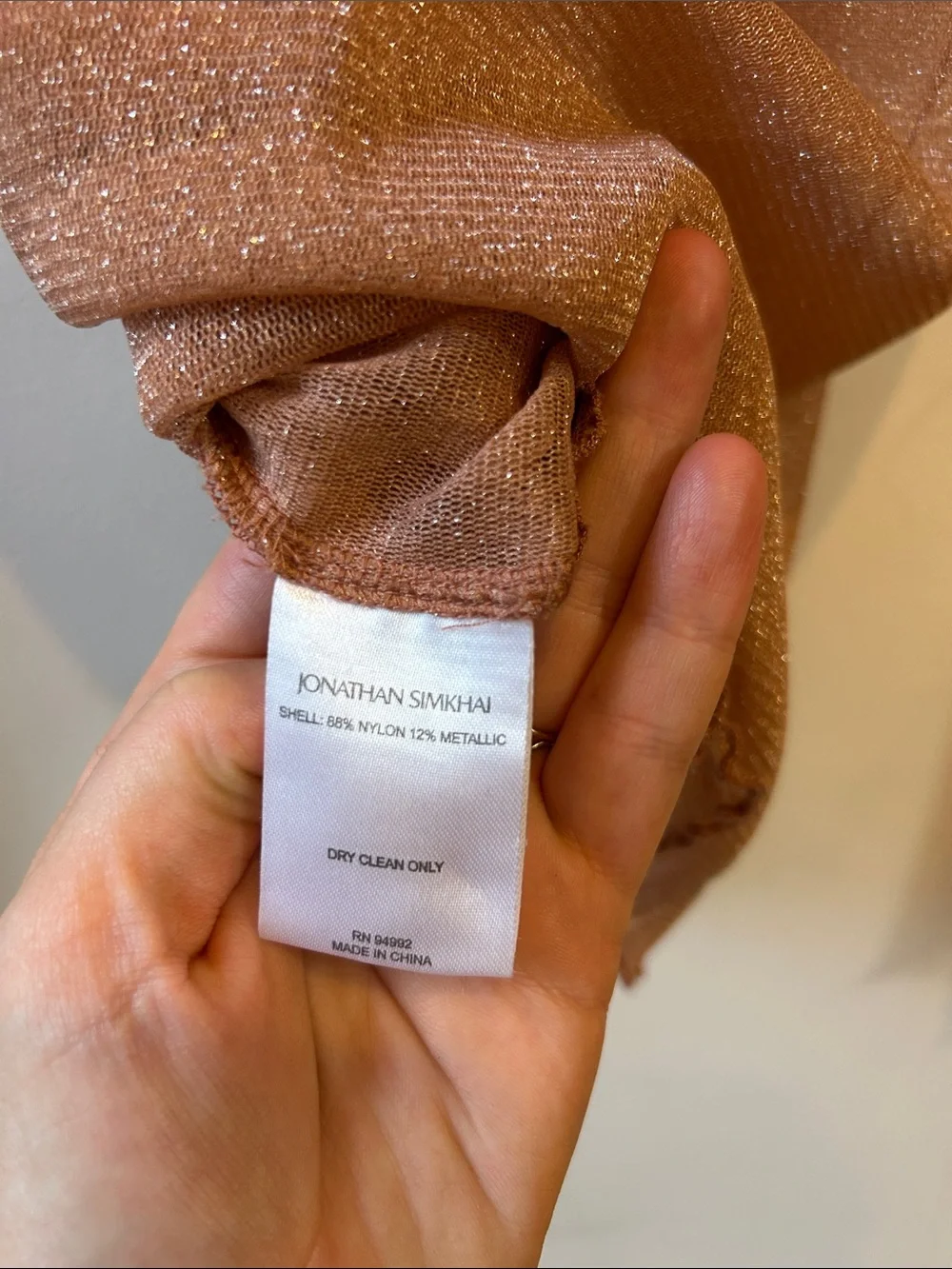 Jonathan Simkhai Shimmery Mesh Turtleneck Top